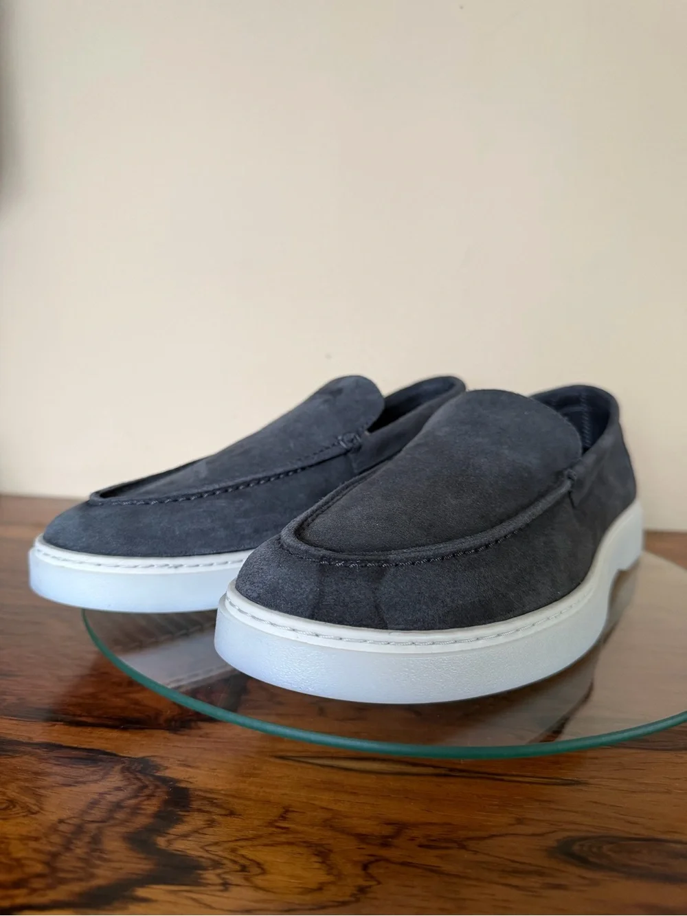 Massimo Dutti Grey Split Suede Leather Loafers - Size US 9
